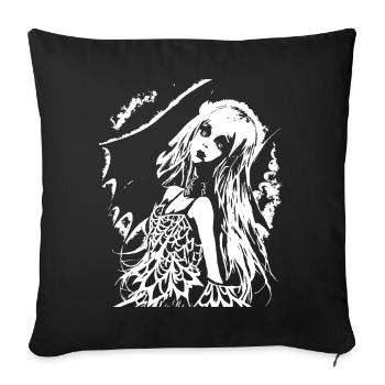 Fairycore Aesthetics Skeleton Fairy Goth Gothic G - Sofa pillowcase 17,3'' x 17,3'' (45 x 45 cm) - black - Front