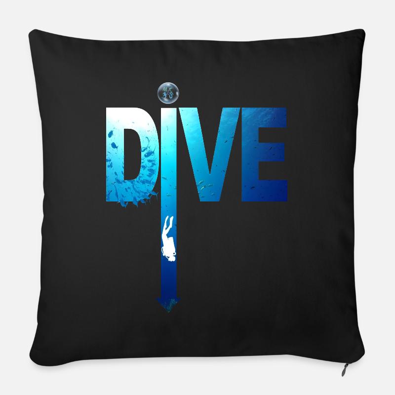 Grafik Tauchen: Dive Fleche Tauchgänge - Sofakissenbezug 45 x 45 cm - Schwarz