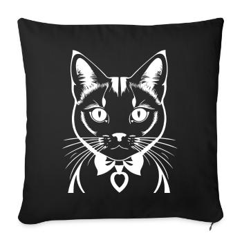 Lustige Katzensilhouette Freche Spaßkatzen - Sofakissenbezug 45 x 45 cm - Schwarz - Vorne