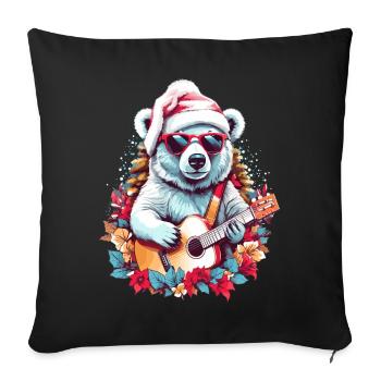 Cute polar bear with guitar - Sofa pillowcase 17,3'' x 17,3'' (45 x 45 cm) - black - Front