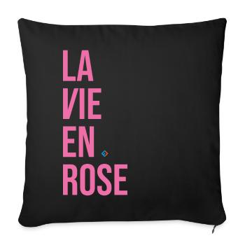 La Vie en Rose - Housse de coussin décorative 45 x 45 cm - noir - Devant