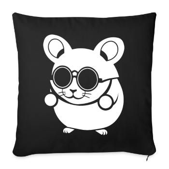 Hamster drôle avec des lunettes de soleil Hamsters - Housse de coussin décorative 45 x 45 cm - noir - Devant