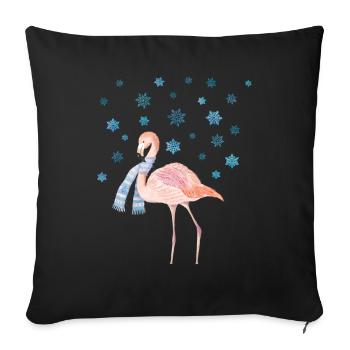 Flamingo in the snow - Sofa pillowcase 17,3'' x 17,3'' (45 x 45 cm) - black - Front