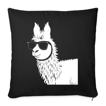 Lama drôle portant des lunettes de soleil Lamas cool - Housse de coussin décorative 45 x 45 cm - noir - Devant