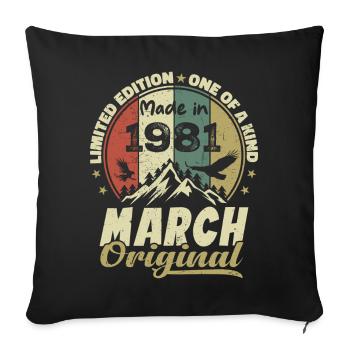 Cadeau D'anniversaire Mars 1981 Édition Limitée - Housse de coussin décorative 45 x 45 cm - noir - Devant