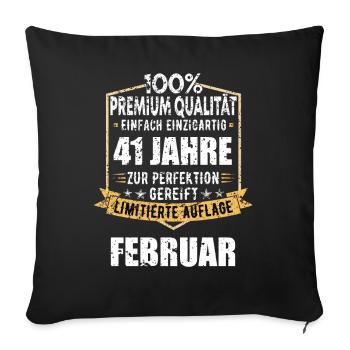 41ème anniversaire FÉVRIER Vintage 1983 Idée cadeau - Housse de coussin décorative 45 x 45 cm - noir - Devant