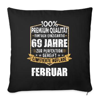 69e anniversaire février Vintage 1955 idée cadeau - Housse de coussin décorative 45 x 45 cm - noir - Devant