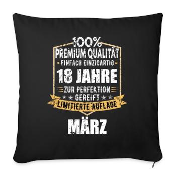 18e anniversaire mars Vintage 2006 idée cadeau - Housse de coussin décorative 45 x 45 cm - noir - Devant