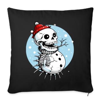 Bonhomme de neige crâne // Totenkopf Schneemann FS0085 - Housse de coussin décorative 45 x 45 cm - noir - Devant