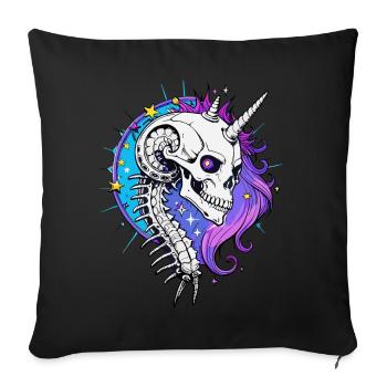 Unicorn Skull // Skull Glitter Unicorn FS0088 - Sofa pillowcase 17,3'' x 17,3'' (45 x 45 cm) - black - Front