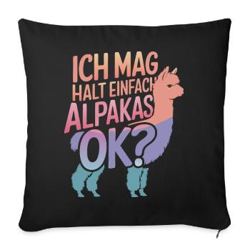 Alpaca llama alpacas animal - Sofa pillowcase 17,3'' x 17,3'' (45 x 45 cm) - black - Front