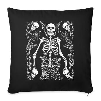 Costume de squelette Crâne d’Halloween Horreur gothique - Housse de coussin décorative 45 x 45 cm - noir - Devant