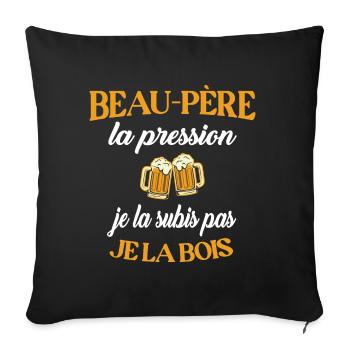 Beau-père t-shirt bière pression humoristique - Housse de coussin décorative 45 x 45 cm - noir - Devant
