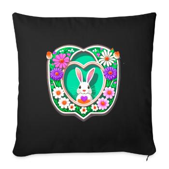 Easter Bunny Easter Bunny Flowers - Sofa pillowcase 17,3'' x 17,3'' (45 x 45 cm) - black - Front