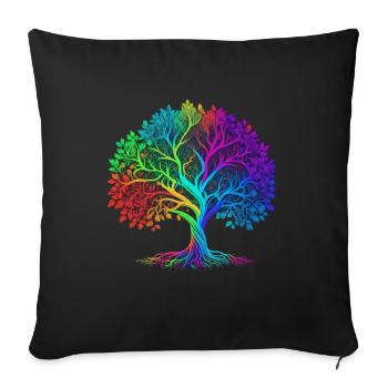 Arbre de vie Lebensbaum Yggdrasil - Housse de coussin décorative 45 x 45 cm - noir - Devant