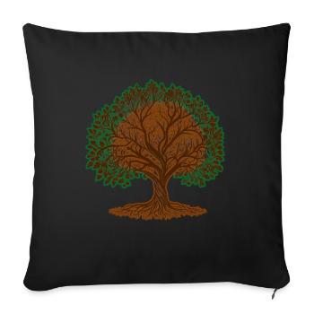 Arbre de vie Yggdrasil - Housse de coussin décorative 45 x 45 cm - noir - Devant