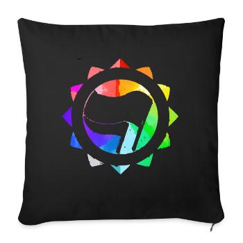 RAINBOW COLORFUL ANTI-FASCIST - Sofa pillowcase 17,3'' x 17,3'' (45 x 45 cm) - black - Front