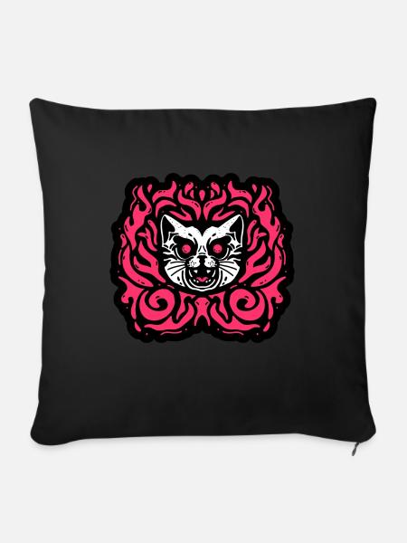 Demon Cat - Sofa pillowcase 17,3'' x 17,3'' (45 x 45 cm) - black