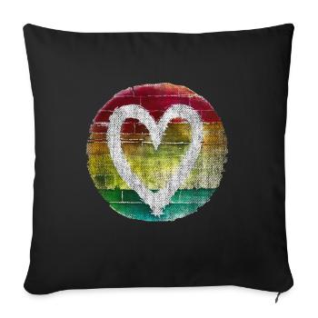 Coeur couleur couleur artiste - Housse de coussin décorative 45 x 45 cm - noir - Devant