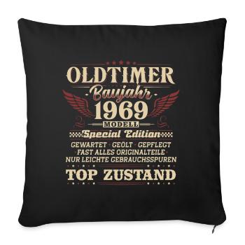 Vintage 1969 Vintage Birthday Gift - Sofa pillowcase 17,3'' x 17,3'' (45 x 45 cm) - black - Front