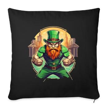 St. Patrick's Day Kleeblatt Kobold - Sofakissenbezug 45 x 45 cm - Schwarz - Vorne