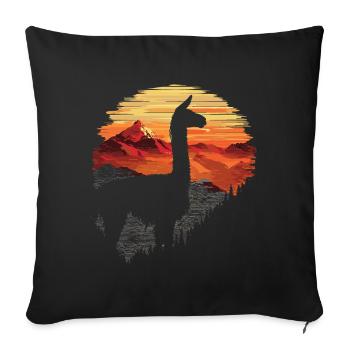 Alpaga Lama Andes Amérique du Sud - Housse de coussin décorative 45 x 45 cm - noir - Devant