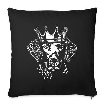 CURLY COATED RETRIEVER Krone Hunde Hund Wilsigns - Sofakissenbezug 45 x 45 cm - Schwarz - Vorne