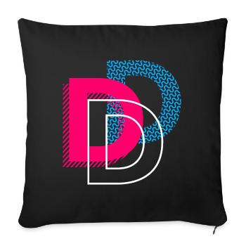 Lettre initiale D - Housse de coussin décorative 45 x 45 cm - noir - Devant