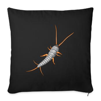 Poissons argentés, Lepisma saccharina, silverfish - Housse de coussin décorative 45 x 45 cm - noir - Devant