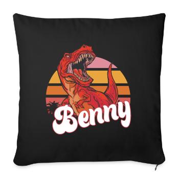 BENNY - Beautiful boy name with T-REX Dino - Sofa pillowcase 17,3'' x 17,3'' (45 x 45 cm) - black - Front