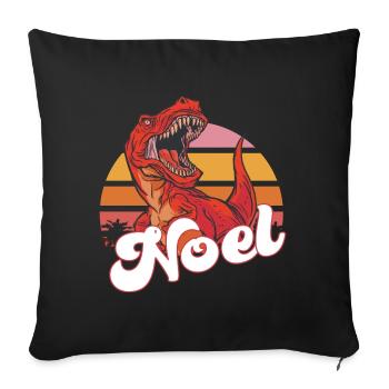 NOEL - Schöner Jungen Name mit T-REX Dino - Sofakissenbezug 45 x 45 cm - Schwarz - Vorne