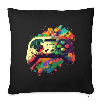 Console rétro - Housse de coussin décorative 45 x 45 cm - noir - Devant