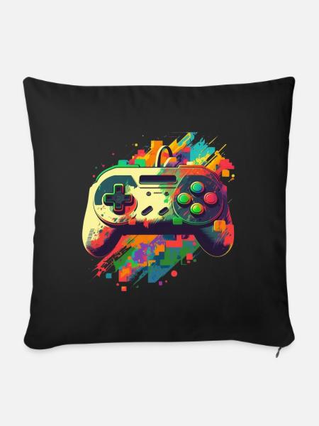 Retro Konsole - Sofakissenbezug 45 x 45 cm - Schwarz