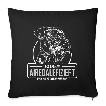 AIREDALEFIZIERT Airedale Terrier Hunde Wilsigns - Sofakissenbezug 45 x 45 cm - Schwarz - Vorne