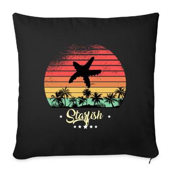 Étoile de mer plongée Vintage Rétro Coucher de soleil - Housse de coussin décorative 45 x 45 cm - noir - Devant