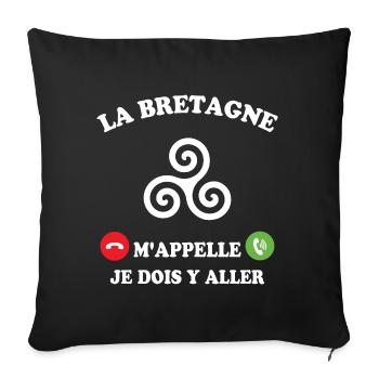 La bretagne m'appelle humour breton homme - Housse de coussin décorative 45 x 45 cm - noir - Devant