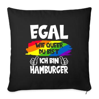 HAMBURG QUEER LGBT HAMBURGER REGENBOGENFAHNE - Sofakissenbezug 45 x 45 cm - Schwarz - Vorne