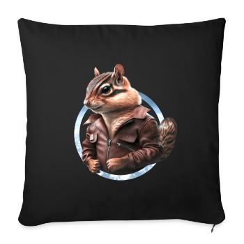 Streifenhörnchen Flugkapitän Lederjacke Pilot - Sofakissenbezug 45 x 45 cm - Schwarz - Vorne