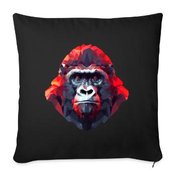 Polygonal Gorilla Portrait - Modern Art - Sofa pillowcase 17,3'' x 17,3'' (45 x 45 cm) - black - Front