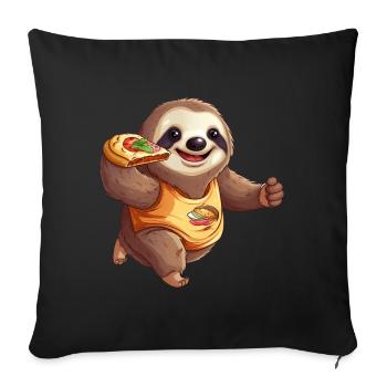 Sloth Marathon Runner, Pizza and Burgers, Fast - Sofa pillowcase 17,3'' x 17,3'' (45 x 45 cm) - black - Front