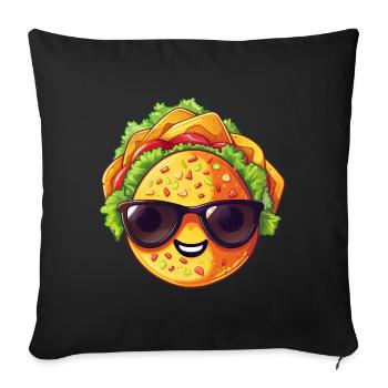 Kawaii Fast Food Delight: Burger Trio - Sofa pillowcase 17,3'' x 17,3'' (45 x 45 cm) - black - Front
