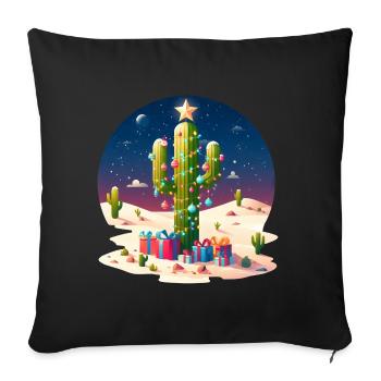 Desert Christmas - cactus, Christmas tree and - Sofa pillowcase 17,3'' x 17,3'' (45 x 45 cm) - black - Front