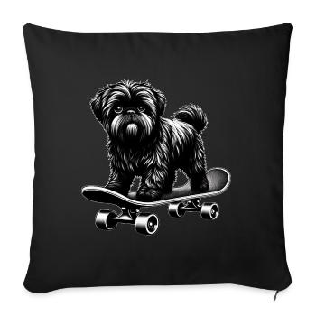 Black and White Poodle Skateboarder - Sofa pillowcase 17,3'' x 17,3'' (45 x 45 cm) - black - Front