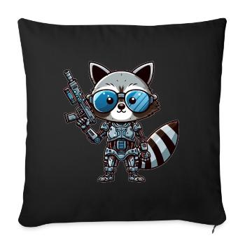 Cooler Waschbär Cyborg - Sofakissenbezug 45 x 45 cm - Schwarz - Vorne