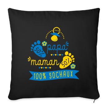 sochaux foot supporter football enceinte - Housse de coussin décorative 45 x 45 cm - noir - Devant
