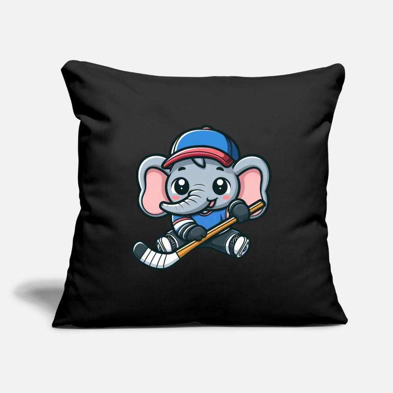 Süßer Elefant Eishockey Comic Design Sofakissenbezug 45 x 45 cm