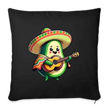 Cinco de Mayo Avocat Mariachi Guitariste - Housse de coussin décorative 45 x 45 cm - noir - Devant