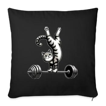 Entraînement d’entraînement physique en équilibre sur les mains du chat - Housse de coussin décorative 45 x 45 cm - noir - Devant