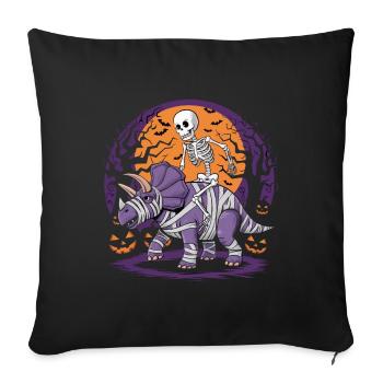 Skeleton riding a dinosaur on Halloween - Sofa pillowcase 17,3'' x 17,3'' (45 x 45 cm) - black - Front