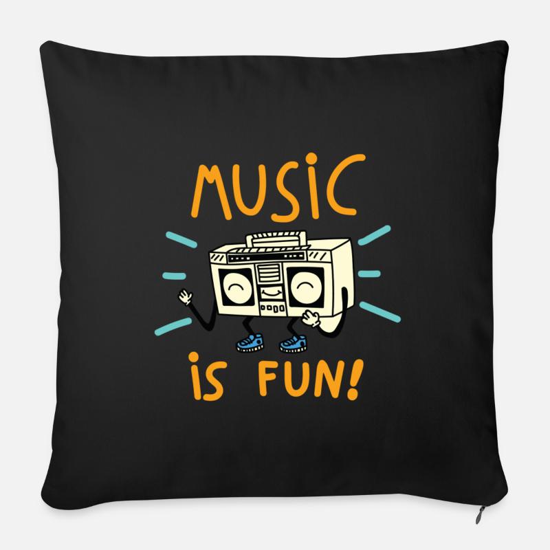 Musik ist Spaß - Sofakissenbezug 45 x 45 cm - Schwarz